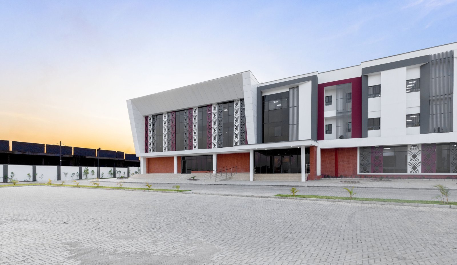 AWA World Academy, Building exterior at golden hour